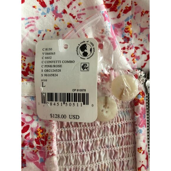 Free People Tomas Mini Dress Women's Large Sleeveless Floral Confetti Combo NEW - Picture 7 of 10